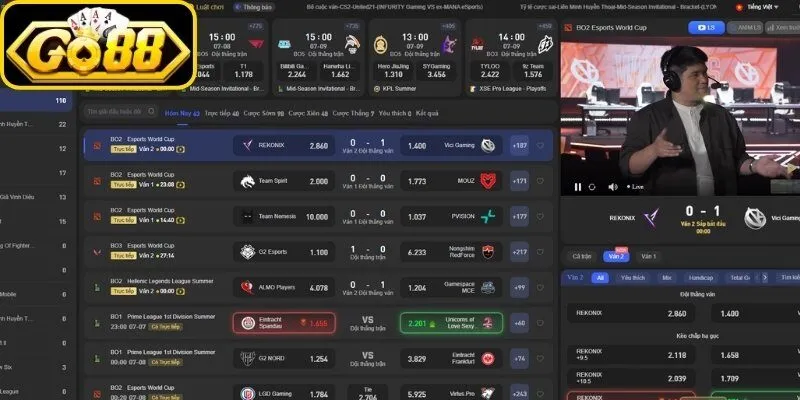 Cá Cược Thể Thao, Esports & Lô Đề Go88 - Sảnh Cược Kèo Rung Thời Gian Thực Và Xổ Số Siêu Tốc 4 go88 Cược Esports hiện đại hấp dẫn